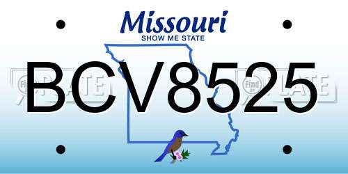 BCV8525 Missouri License Plate