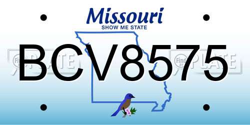 BCV8575 Missouri License Plate