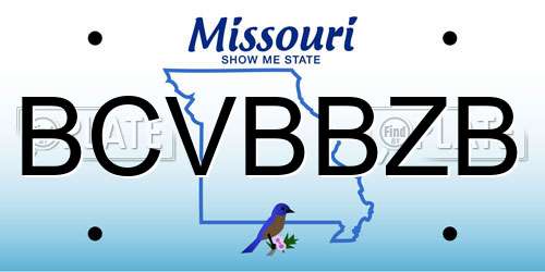 BCVBBZB Missouri License Plate