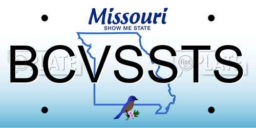 BCVSSTS Missouri License Plate