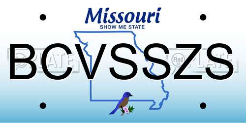 BCVSSZS Missouri License Plate
