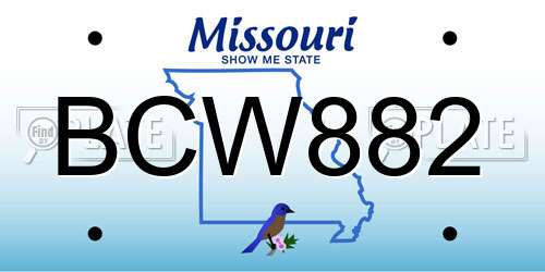 BCW882 Missouri License Plate