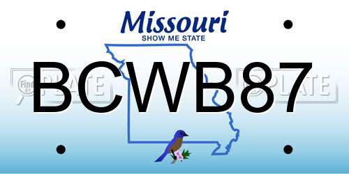 BCWB87 Missouri License Plate