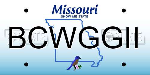 BCWGGII Missouri License Plate
