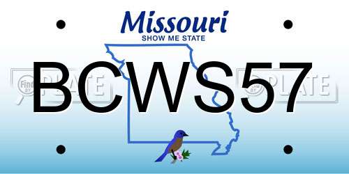 BCWS57 Missouri License Plate