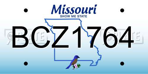 BCZ1764 Missouri License Plate