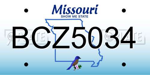 BCZ5034 Missouri License Plate