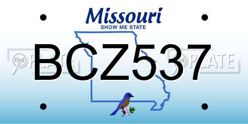BCZ537 Missouri License Plate