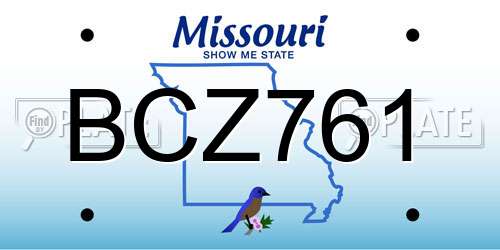 BCZ761 Missouri License Plate