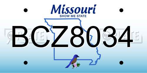 BCZ8034 Missouri License Plate