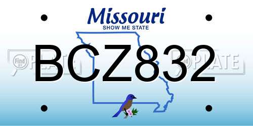 BCZ832 Missouri License Plate