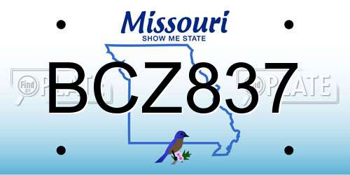 BCZ837 Missouri License Plate