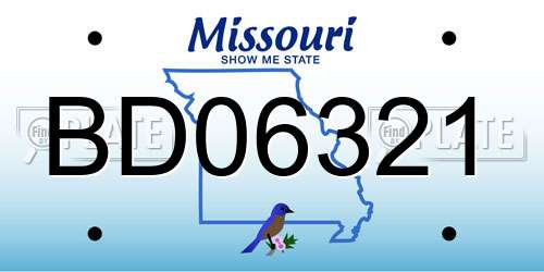 BD06321 Missouri License Plate