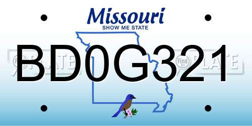BD0G321 Missouri License Plate