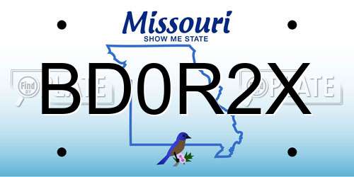BD0R2X Missouri License Plate