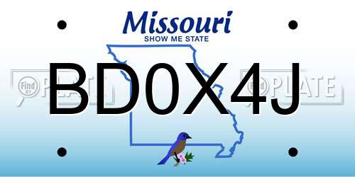 BD0X4J Missouri License Plate