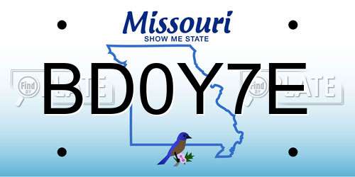 BD0Y7E Missouri License Plate