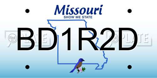 BD1R2D Missouri License Plate