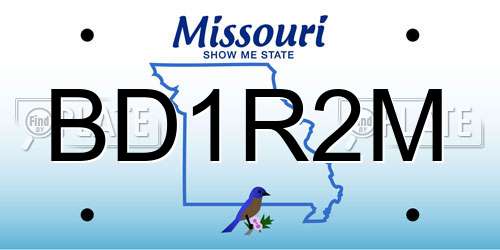 BD1R2M Missouri License Plate