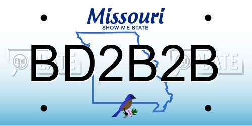 BD2B2B Missouri License Plate