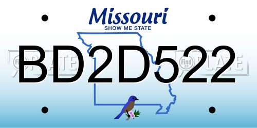 BD2D522 Missouri License Plate