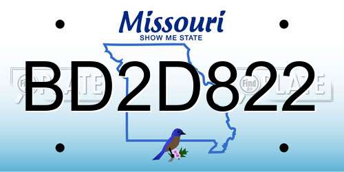 BD2D822 Missouri License Plate