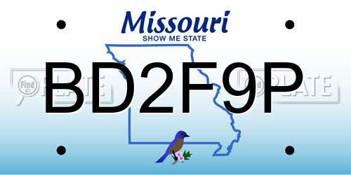 BD2F9P Missouri License Plate