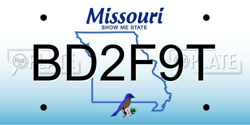 BD2F9T Missouri License Plate