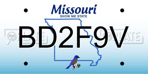 BD2F9V Missouri License Plate
