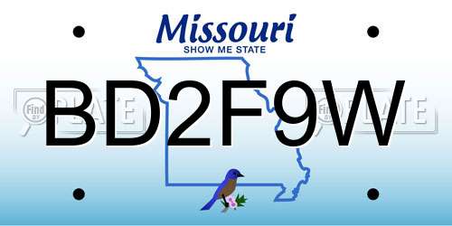 BD2F9W Missouri License Plate