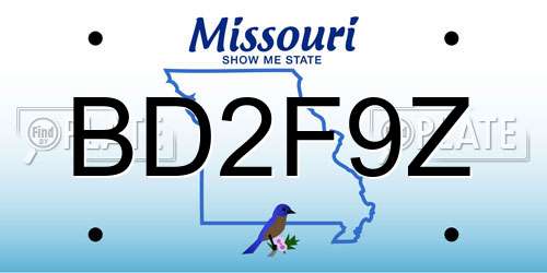 BD2F9Z Missouri License Plate