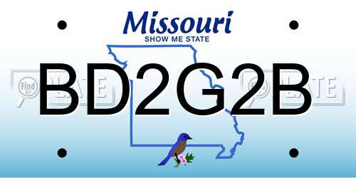 BD2G2B Missouri License Plate