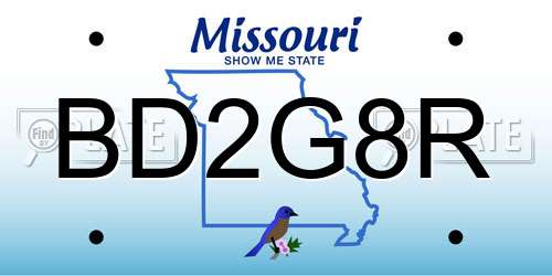 BD2G8R Missouri License Plate