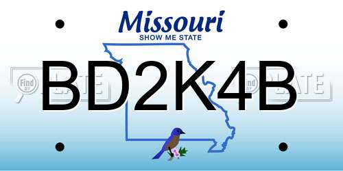 BD2K4B Missouri License Plate