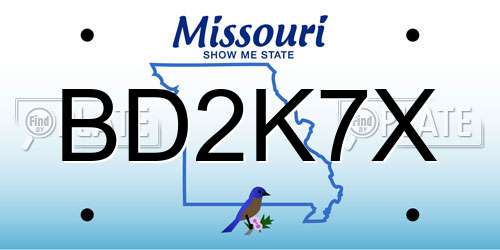 BD2K7X Missouri License Plate