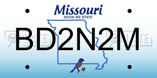 BD2N2M Missouri License Plate