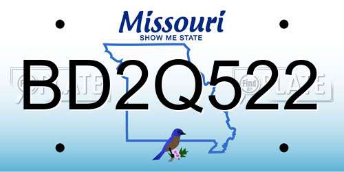 BD2Q522 Missouri License Plate