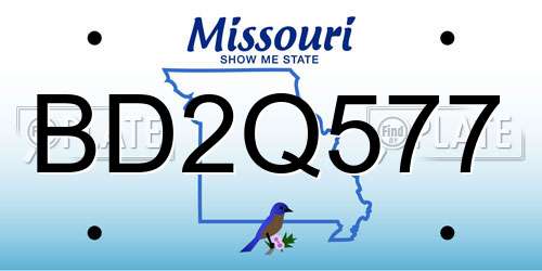 BD2Q577 Missouri License Plate