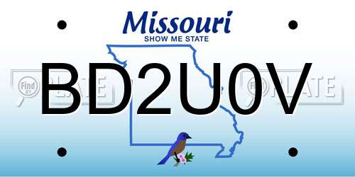 BD2U0V Missouri License Plate