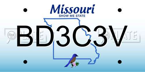 BD3C3V Missouri License Plate
