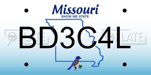 BD3C4L Missouri License Plate