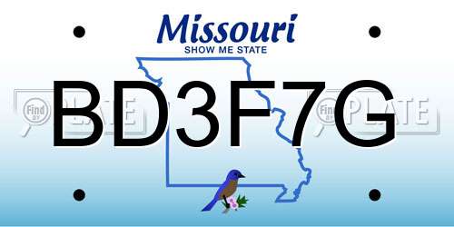 BD3F7G Missouri License Plate