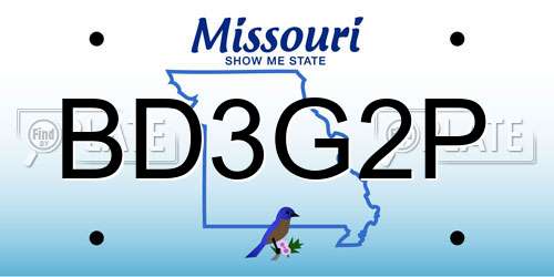 BD3G2P Missouri License Plate