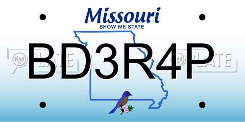 BD3R4P Missouri License Plate