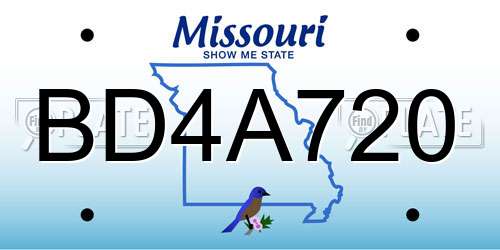 BD4A720 Missouri License Plate