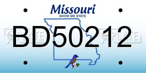 BD50212 Missouri License Plate