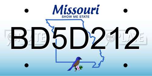 BD5D212 Missouri License Plate