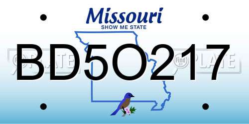 BD5O217 Missouri License Plate