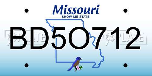BD5O712 Missouri License Plate