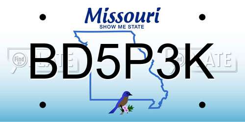 BD5P3K Missouri License Plate